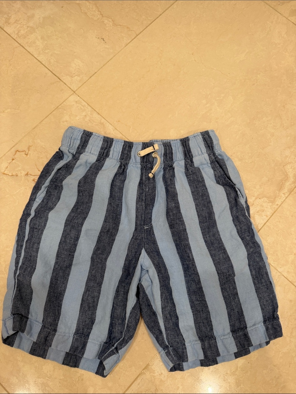 Crewcuts Blue and Navy Vertical Stripe Pull-On Shorts